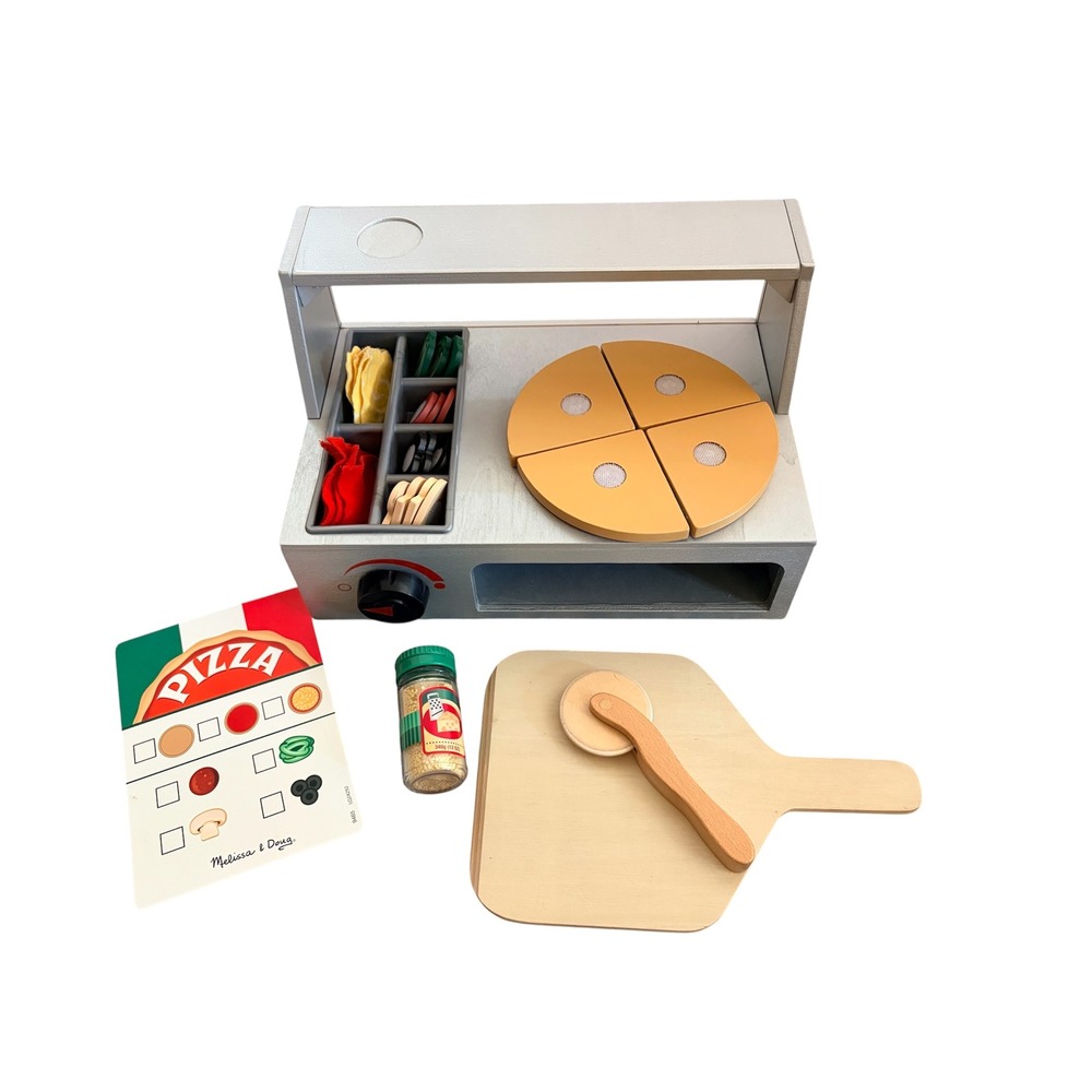 Melissa & Doug Top & Bake Wooden Pizza Counter Shop Pretend Play Food Toy Set